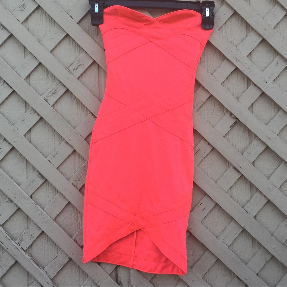 COPY - Firm Price* Party Neon Salmon Pink Bodycon Dress